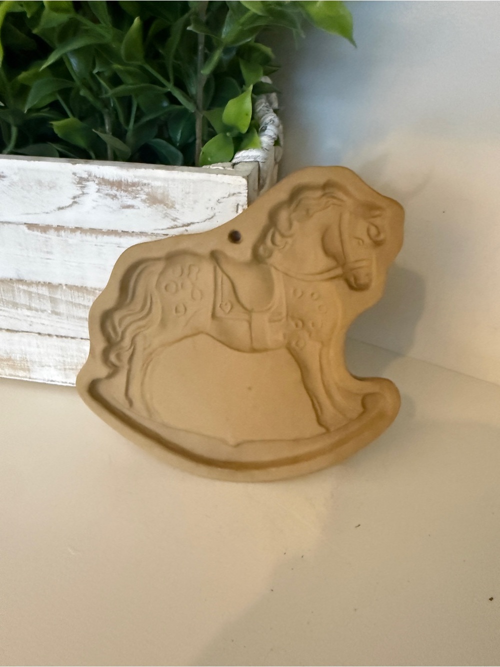 Vintage 1985 Brown Bag Cookie Art Rocking Horse Clay Cookie Mold